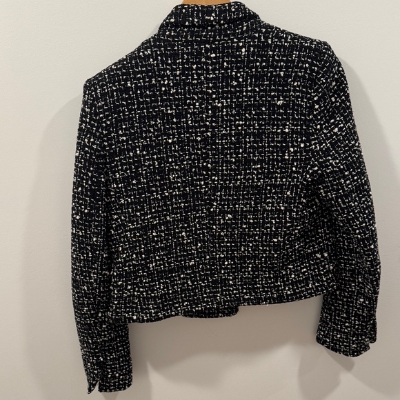 Zara Black and White Tweed Cropped Blazer - Picture 6 of 6